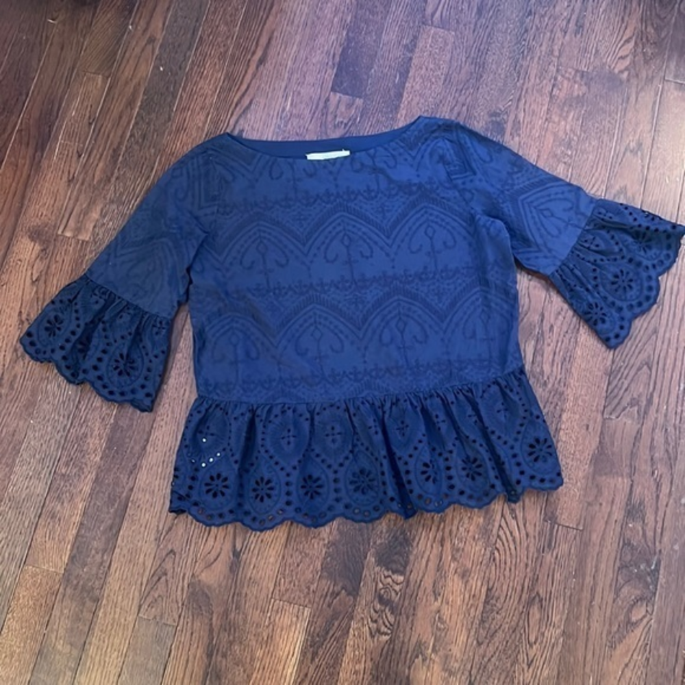 LOFT‎ Eyelet Flounce Peplum top